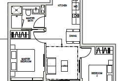 kent-ridge-hill-residences-floor-plan-2-bedroom-b1-singapore